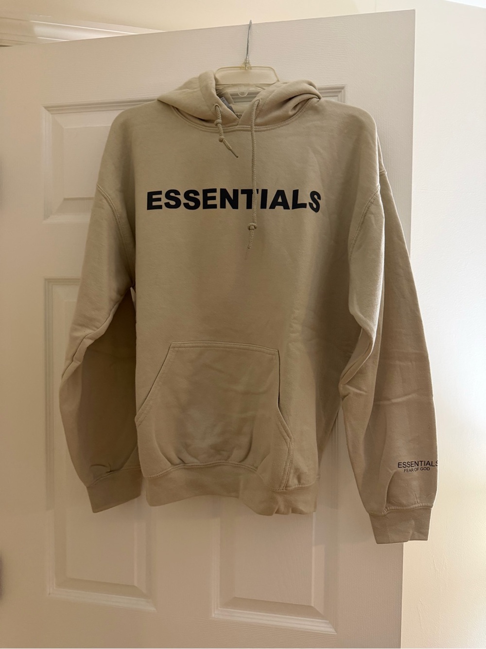 Gildan Beige faux ESSENTIALS Pullover Hoodie